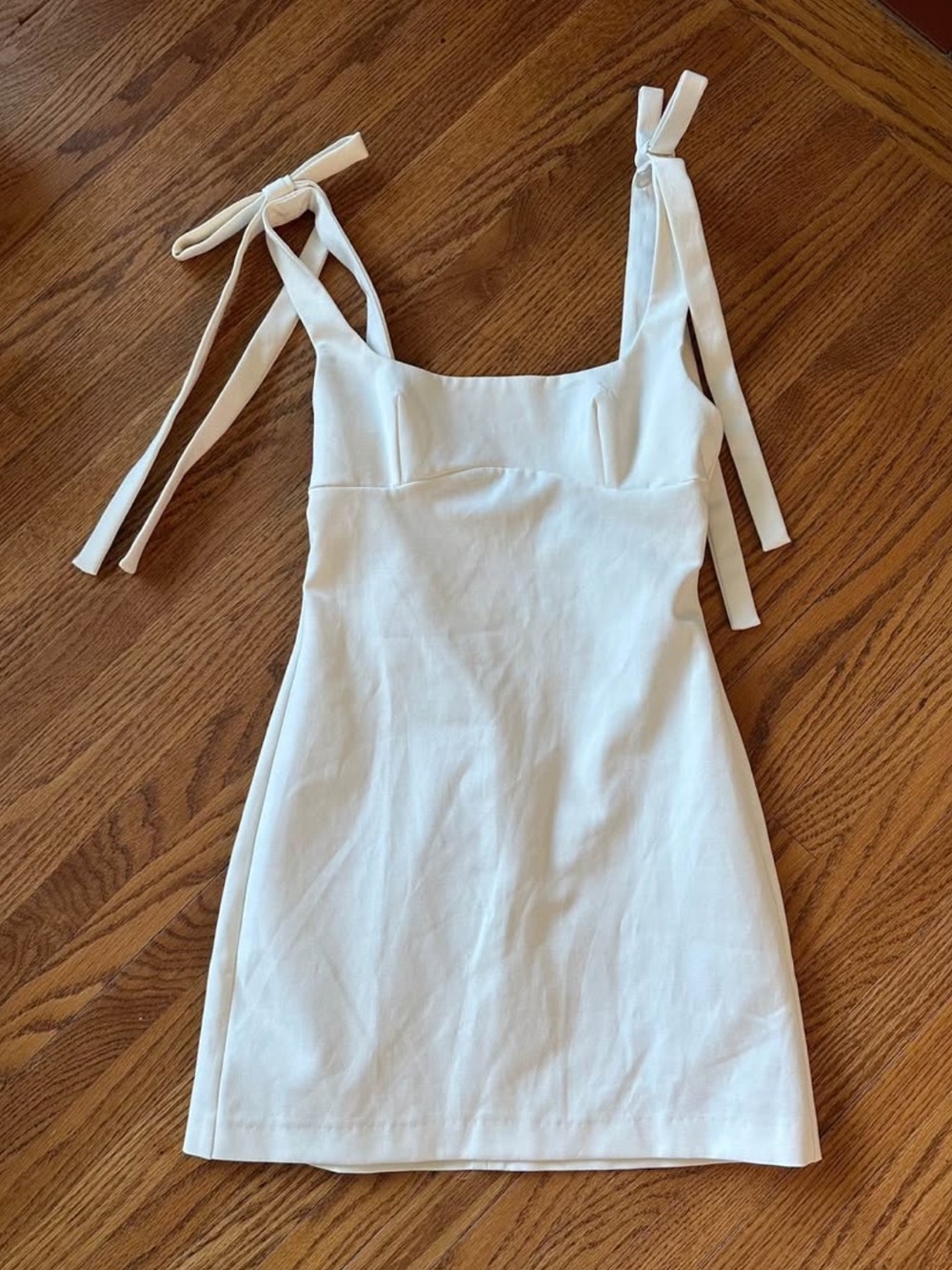 Zara White Tie-Shoulder Mini Dress